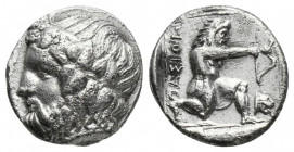 Greek Coins
Islands off Thrace. Thasos circa 411-340 BC.Drachm Ar Head of Dionysos to left, wearing wreath of ivy / ΘAΣION, Herakles, wearing lion sk...