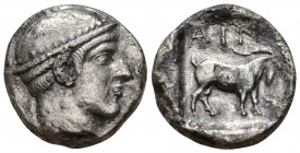Greek Coins
THRACE, AINOS Ar Tetradrachm. Circa 455/4-453/2 BC. Head of Hermes right, wearing petasos / Goat standing right; AINI above; to right, he...