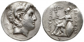 Greek Coins
Kings of Thrace, Lysimachos AR tetradrachm Lampsacus,circa. 297-281 BC. Diademed head of the deified Alexander the Great right, wearing ho...