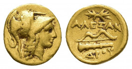 Greek Coins
KINGS of MACEDON. temp. Alexander III – Philip III. Circa 325-319 BC. AV Quarter Stater In the name of Alexander III. Amphipolis mint. St...