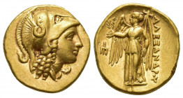Greek Coins
KINGS of MACEDON. Alexander III. 336-323 BC. AV Stater 'Amphipolis' mint. Lifetime issue, struck circa 332-323 BC. Helmeted head of Athen...