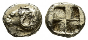 Greek Coins
IONIA, Phokaia. Circa 625/0-522 BC. EL 1/24 Stater Head of ram left; below, small seal left / Quadripartite incuse square. (Covering)
We...