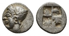 Greek Coins
IONIA, Phokaia. Circa late 6th century BC. AR Obol Female head left, wearing helmet or close fitting cap / Quadripartite incuse square. 
W...