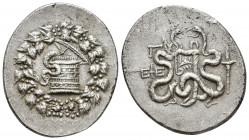 Greek Coins
IONIA, Ephesos. 133-67 AD. AR Cistophoric Tetradrachm Dated year 3=132-131 BC. Cista mystica with serpent / Bow case with two serpents; Γ ...