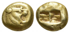 Greek Coins
KINGS OF LYDIA Time of Alyattes – Kroisos EL Trite. Sardes, circa 610-546 BC. Head of roaring lion right, sunburst on forehead / Two incus...