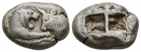 Greek Coins
KINGS OF LYDIA Kroisos AR Stater (Double Siglos). Sardes, circa 550-546 BC. Confronted foreparts of lion right and bull left / Two square...