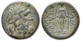Greek Coins
PHRYGIA. Apameia. Circa 100-50 BC . Ae Andronikos and Alkion, magistrates. Head of Zeus right, wearing oak wreath. AΠΑΜΕΩN / ANΔΡΟΝ / ΑΛΚΙ...