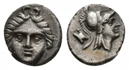 Greek Coins
PISIDIA, Selge. Circa 350-300 BC. AR Obol Facing gorgoneion / Helmeted head of Athena right; astralagos behind. 
Weight : 0.98 Diameter: 9...