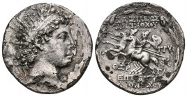 Greek Coins
Seleukid Kings of Syria. Antiochos VI Dionysos Nikator AR Tetradrachm. Antioch, circa 143/142 BC. Radiate and diademed head of Antiochos ...