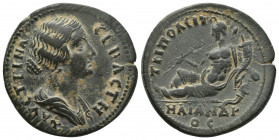Roman Provincial
LYDIA. Tripolis. Faustina Junior, Augusta, 147-175.Ae ΦΑYϹΤЄΙΝΑ ϹЄΒΑϹΤΗ Draped bust of Faustina II to right. ΤΡΙΠΟΛЄΙΤΩΝ - ΜΑΙΑΝΔΡ/Ο...