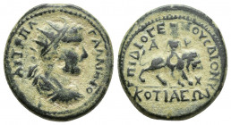 Roman Provincial
PHRYGIA. Cotiaeum. Gallienus, 253-268.Ae struck under the archon Diogenes, son of Dion.... AYT K Π Λ ΓAΛΛIHNO-N Radiate, draped and c...
