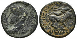 Roman Provincial
GALATIA, Ancyra. Caracalla. AD 198-217. aureate and cuirassed bust left,MHTPOΠOΛЄΩC ANKVPAC,Zeus is lying on the lion and holding a n...