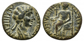 Roman Provincial
PHRYGIA. Eumeneia. Agrippina Junior, Augusta, AD 50-59. Ae Bassa, daughter of Kleon, archiereia (=high priestess), struck under Nero,...