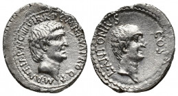 Roman Republic
MARK ANTONY and LUCIUS ANTONY. 41 BC. AR Denarius Ephesus mint. Bare head of Mark Antony right / bare head of Lucius Antony right. Very...