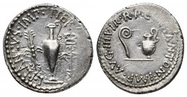 Roman Republic
The Triumvirs. Mark Antony. Early summer 40 BC. AR Denarius Military mint traveling with Antony in Greece; L. Munatius Plancus, moneye...