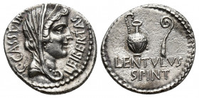 Roman Republic
C. Cassius Longinus and P. Cornelius Lentulus Spinther AR Denarius. Military mint moving with Cassius, probably Smyrna, 43-42 BC. Diad...