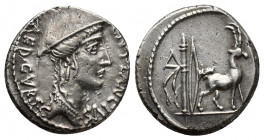 Roman Republic 
Cn. Plancius. 55 BC. AR Denarius Rome mint. Female head (Diana Planciana?) right, wearing causia; AED • CVR • S • C downward to left, ...