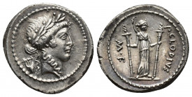 Roman Republic
Moneyer issues of Imperatorial Rome. P. Clodius M.f. Turrinus. 42 BC. AR Denarius . Rome mint. Laureate head of Apollo right; lyre to l...