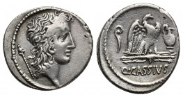 Roman Republic
Q. Cassius Longinus. 55 BC. AR Denarius . Rome mint. Head of Bonus Eventus (or Genius Populi Romani?) right; scepter to left / Eagle wi...