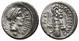 Roman Republic 
Q. Sicinius and C. Coponius. 49 BC. AR Denarius Mint moving with Pompey. Q. SICINIVS before, [II]I. VIR behind, diademed head of Apoll...