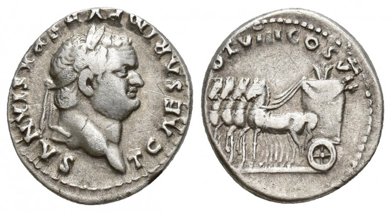 Roman Imperial
Titus 79-81. Ar Denarius Rome IMP TITVS CAES VESPASIAN AVG P M He...