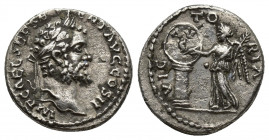 Roman Imperial
SEPTIMIUS SEVERUS. 193-211 AD. AR Denarius Antioch mint. Struck 194 AD. Laureate head right / Victory standing left, inscribing shield ...