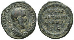 Roman Imperial
Pupienus. AD 238. Ae Dupondius Rome mint. Special emission. Radiate, draped, and cuirassed bust right / VOTIS/ DECENNA/LIBVS/ S C in fo...