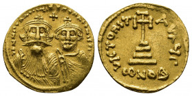 Byzantine
Heraclius, with Heraclius Constantine. 610-641. AV Solidus Constantinople mint, 3rd officina. Struck AD 629-631. Crowned, draped, and cuiras...
