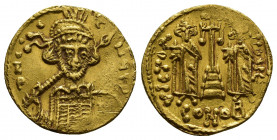 Byzantine
Constantine IV AV Solidus. Constantinople, AD 674-681. d N CONSTANVS P P, beardless bust three quarters facing, wearing helmet and cuirass a...