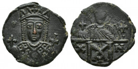 Byzantine
CONSTANTINE VI and IRENE. 780-797. Ae Follis Struck 792-797. Crowned bust of Irene, holding globus cruciger and sceptre / Crowned bust of Co...