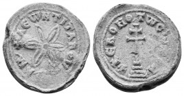 Byzantine Seal
Byzantine Lead Seal – Leontius (10th century) PB
Obverse: Latin cross on 4 (four) digits. Environmental letter stating prayer. Pearl bo...