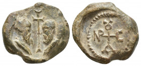 Byzantine Seal
Byzantine PB Iconographic Seal in the name of Stephan. Circa AD 550-650. two priests face to face cross potent /
 Cruciform monogram: C...
