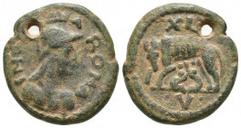 Migration Period
Municipal coinage of Rome Ae 40 Nummi. Rome, AD 526-534. INVICTA ROMA, helmeted bust of Roma right / Lupa Romana standing left, suck...