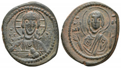 Byzantine
Anonymous Folles. temp. Romanus IV, circa 1068-1071. Ae Follis Class G. Constantinople mint. Facing bust of Christ Pantokrator / Facing bust...