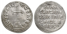 Byzantine
Constantine VI & Irene, 780-797. Miliaresion Constantinopolis. IҺSЧS XRISTЧS ҺICA Cross potent set on three steps. Rev. COҺS/TAҺTInO/S S IRI...