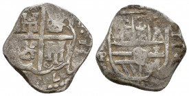 World
Spain, Kingdom. Philip III (1602-1609) AR Cob 1 Real. Sevilla, uncertain date. Crowned coat-of-arms, assayer marks (S above B?) to left, I to ri...