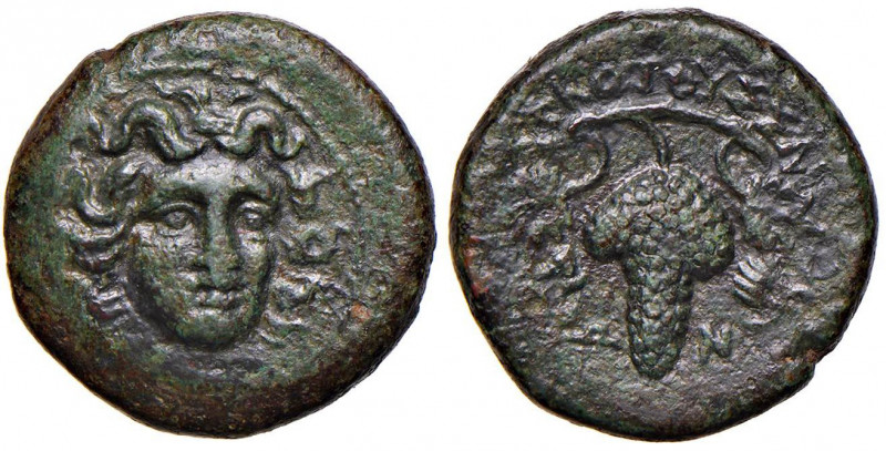 TESSAGLIA Skotussa Trichalkon - Testa di ninfa - R/ grappolo d’uva - Slg. 750 AE...
