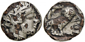 ATTICA Atene - Tetradramma falso d’epoca suberato (ca. 454-404 a.C.) Testa elmata di Atena a d. - R/ Civetta di fronte - cfr. S.Cop. 31 AG (g 12,00)
...