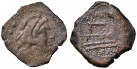 Aburia - B. Aburius Geminus - Quadrante (132 a.C.) Testa di Ercole a d. - R/ Prua a d. - Sear 1156 AE (g 3,99)
MB
