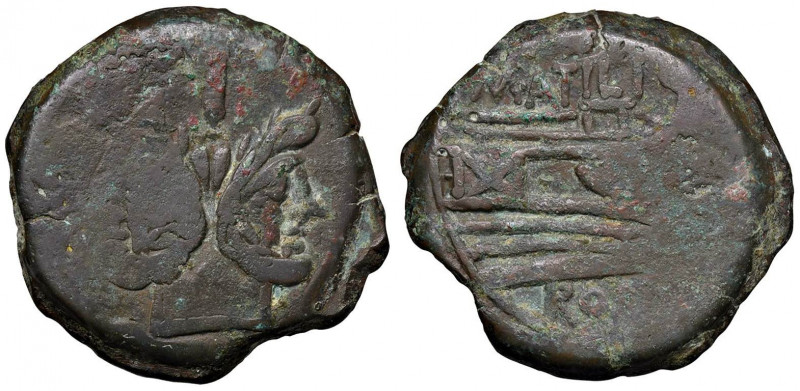 Atilia Asse (155 a.C.) - Testa di Giano - R/ Prua a d. - AE (g 22,89)
MB