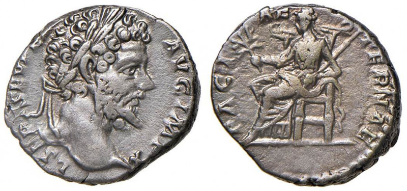 Settimio Severo (193-211) Denario - Testa laureata a d. - R/ La Pace seduta a s....
