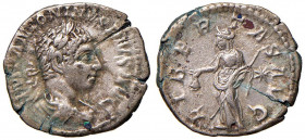 Elagabalo (218-222) Denario - Busto laureato, drappeggiato e corazzato a d. - R/ La Libertà a s. - RIC 107 AG (g 2,70)
qBB