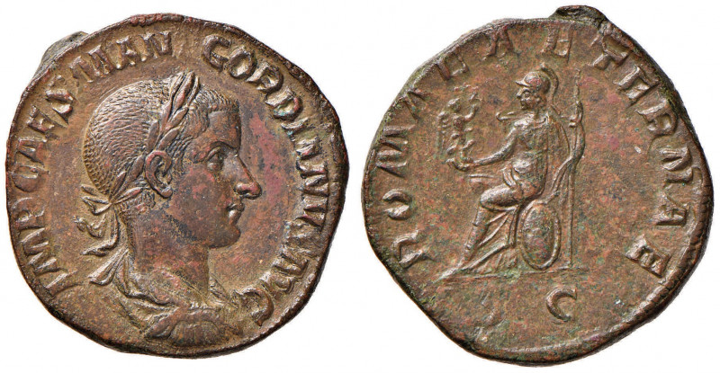Gordiano III (238-244) Sesterzio - Busto laureato a d. - R/ Roma seduta a s. - R...
