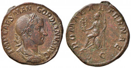 Gordiano III (238-244) Sesterzio - Busto laureato a d. - R/ Roma seduta a s. - RIC 272 AE (g 17,73) Minimi ritocchi nei campi ma bell’esemplare 
SPL...