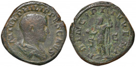 Filippo II (244-249) Sesterzio - Busto laureato a d. - R/ Filippo stante a s. - RIC 101 AE (g 19,82)
MB
