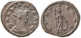 Gallieno (253-268) Antoniniano (Antiochia) Busto radiato e drappeggiato a d. - R/ Marte stante a d. - RIC 612 MI (g 3,59)
SPL+