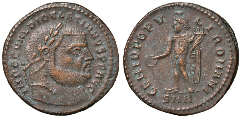 Diocleziano (284-305) Follis (Nicomedia) Testa laureata a d - R/ Genio stante a ...