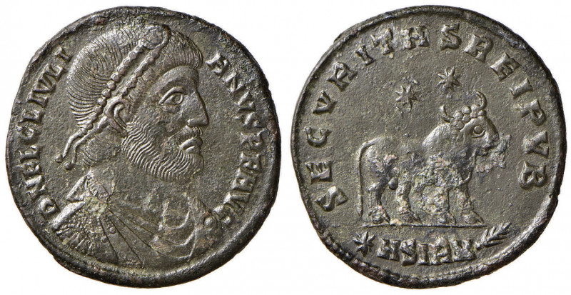 Giuliano II (360-363) Doppia maiorina (Sirmium) Busto diademato a d. - R/ Toro s...