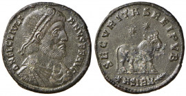 Giuliano II (360-363) Doppia maiorina (Sirmium) Busto diademato a d. - R/ Toro stante a d. - RIC 106 AE (g 8,26)
SPL