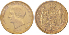 Napoleone (1805-1814) MILANO 20 Lire 1809 Stella a sei punti, puntali aguzzi - Gig. 85a AU R Sigillato da Gianfranco Erpini 
BB